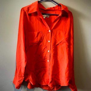 Bright Orange Silk Blouse